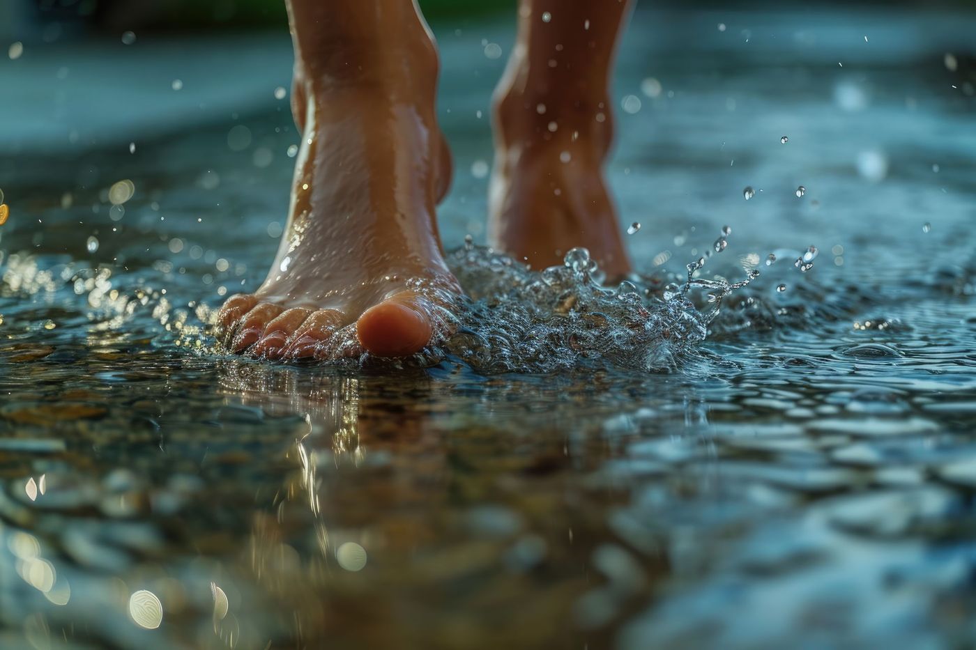 Pieds dans l'eau claire